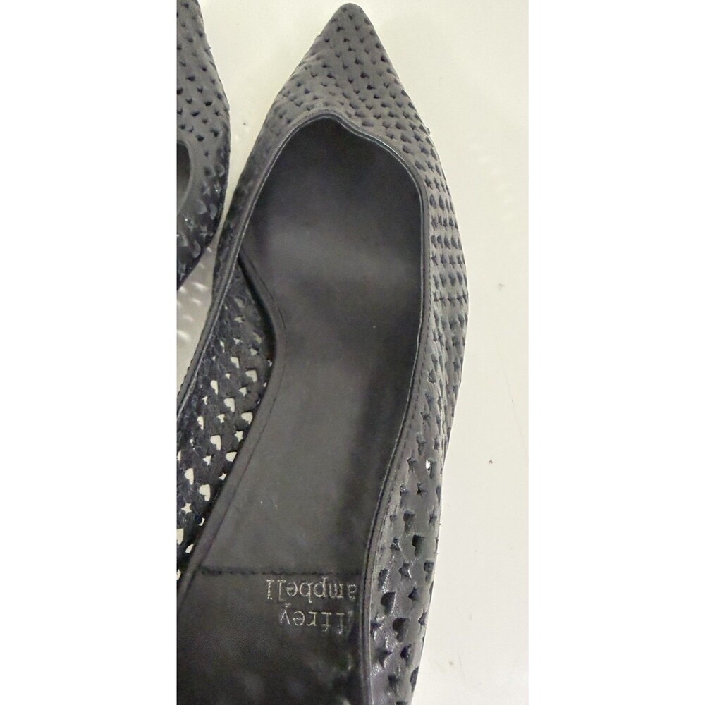 JEFFREY CAMPBELL Alter-Ego Kitten Heel Pump Black Laser-Cut Heart Star Sz 8 - Picture 5 of 13